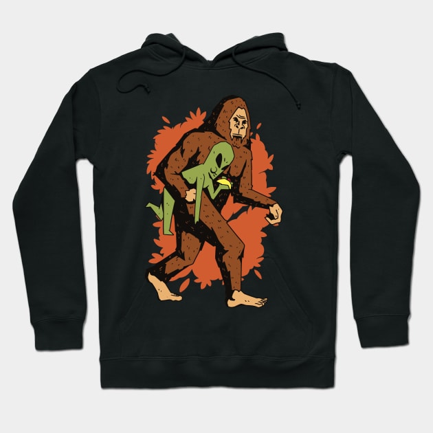 Funny Bigfoot Alien Hoodie by Tesszero